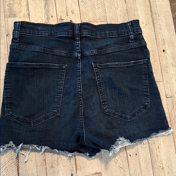 Express‎ Dark Blue Jean Shorts w/ Frayed Hem Sz 10 Coastal Cowboy Beach Vacation - Picture 6 of 10